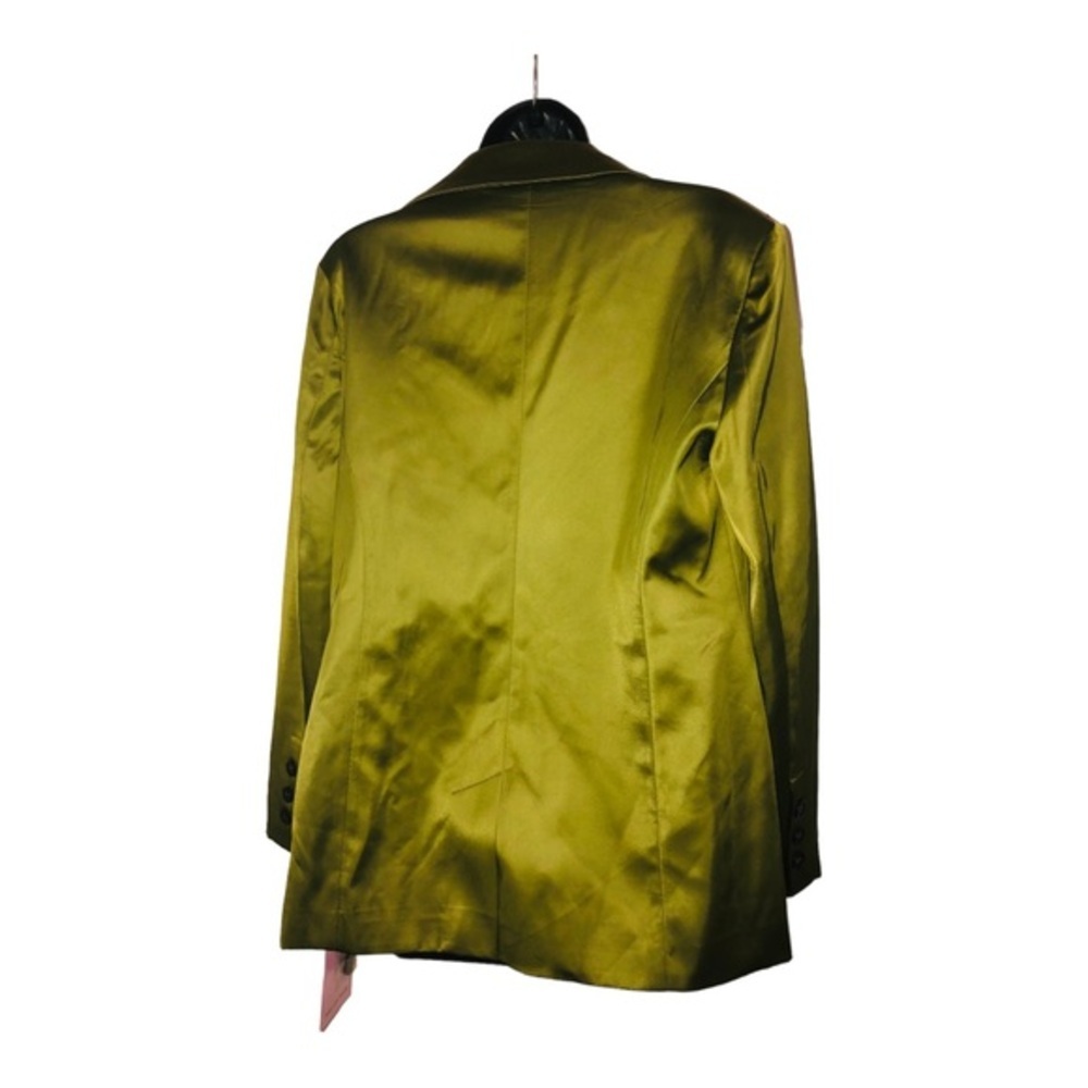 Anthropologie Aves les filles satin effect olive green blazer jacket size medium - Picture 12 of 14
